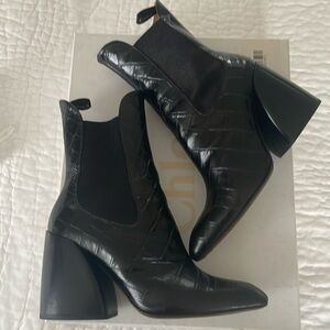 Chloe Black embossed ankle boots